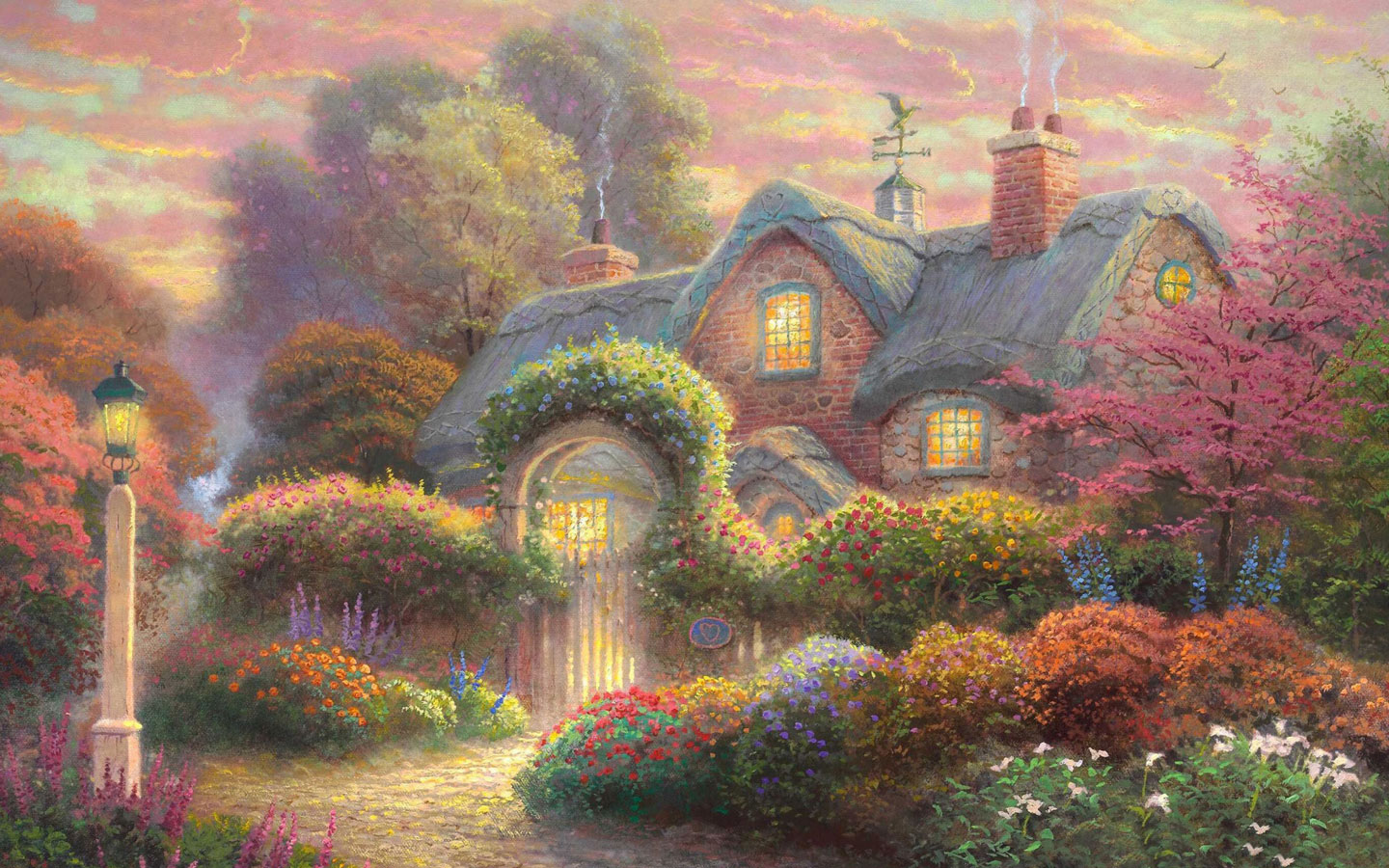 Fairytale Cottage Painting Puter Desktop Wallpaper Pictures