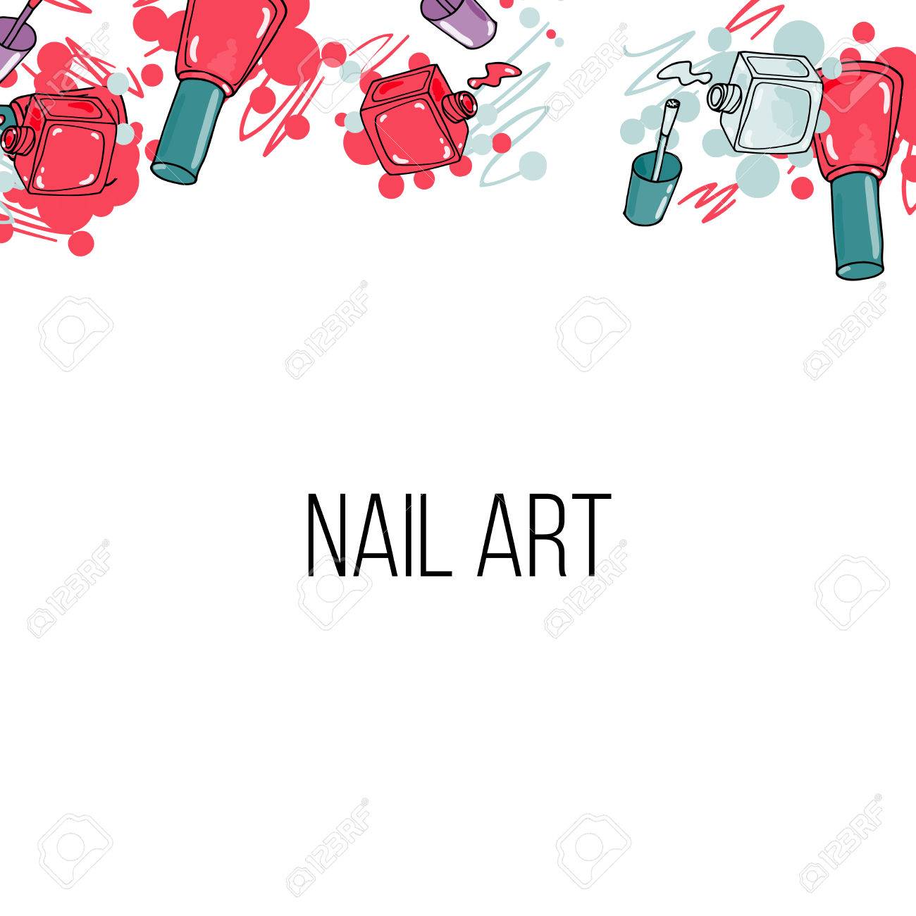 Vector Nail Lacquer Bottles Beauty Background Border And Place