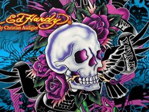 Ed Hardy Skull Logo Wallpaper To Your Cell Phone Blue