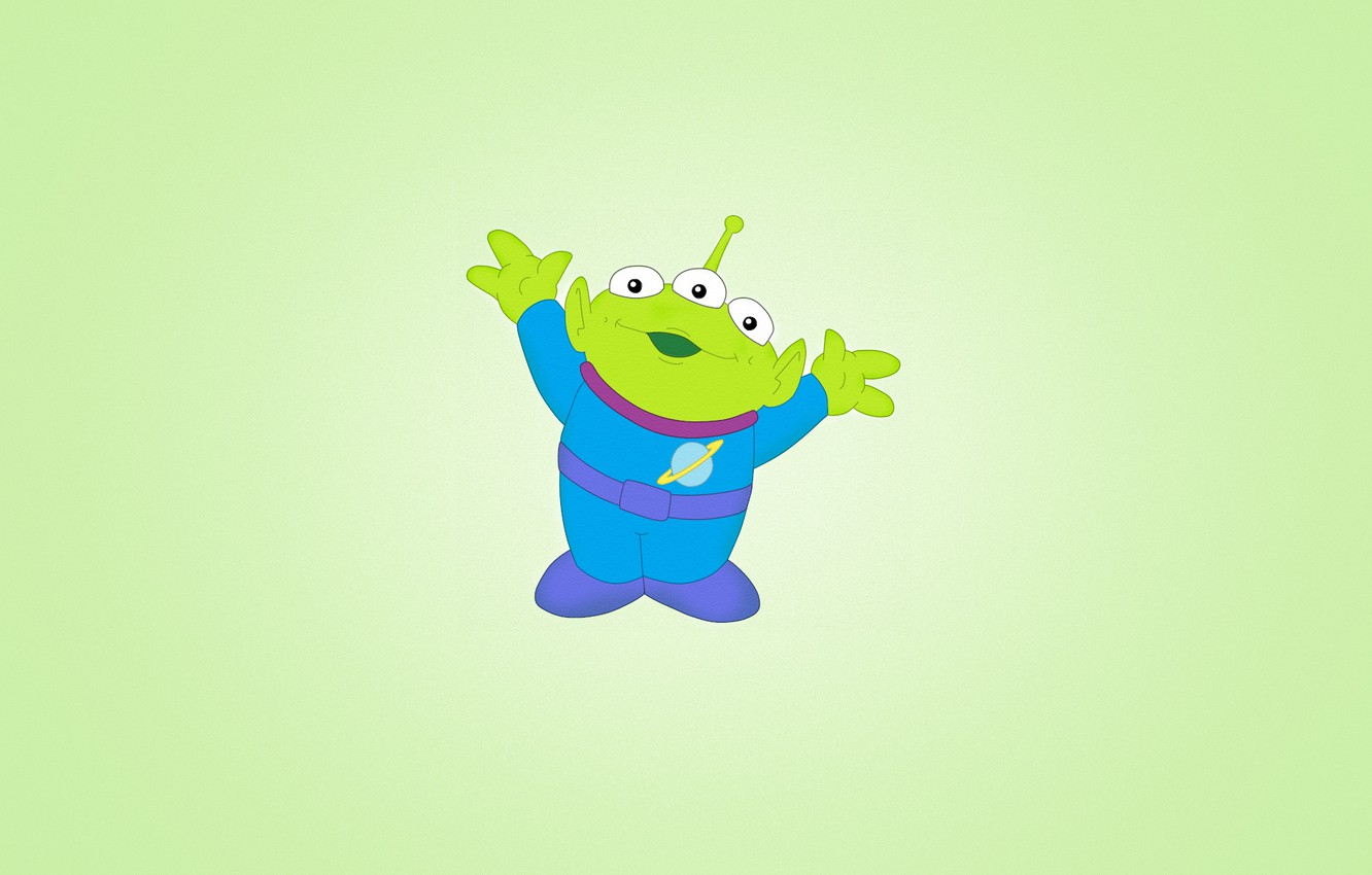 Wallpaper Green Toy Minimalism Alien Light Background