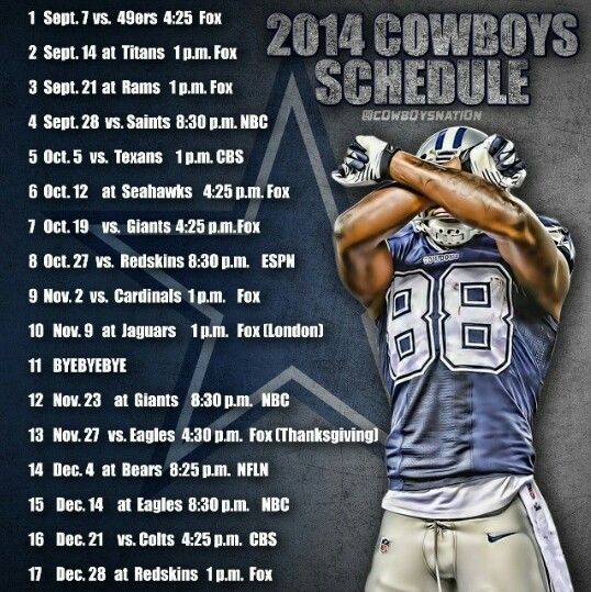 Dallas Cowboys Schedule True Blue
