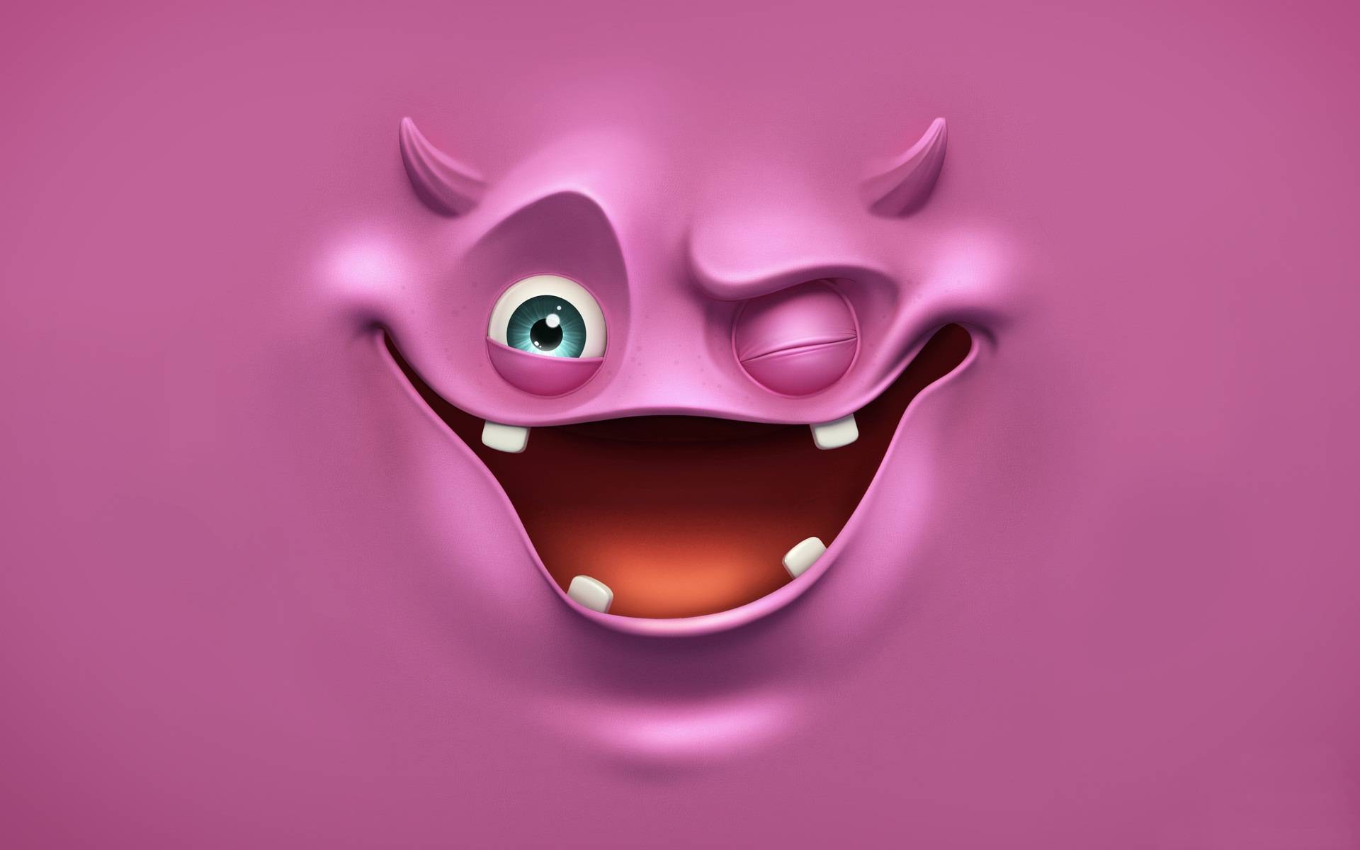 Funny Pink Face And Purple Wallpaper