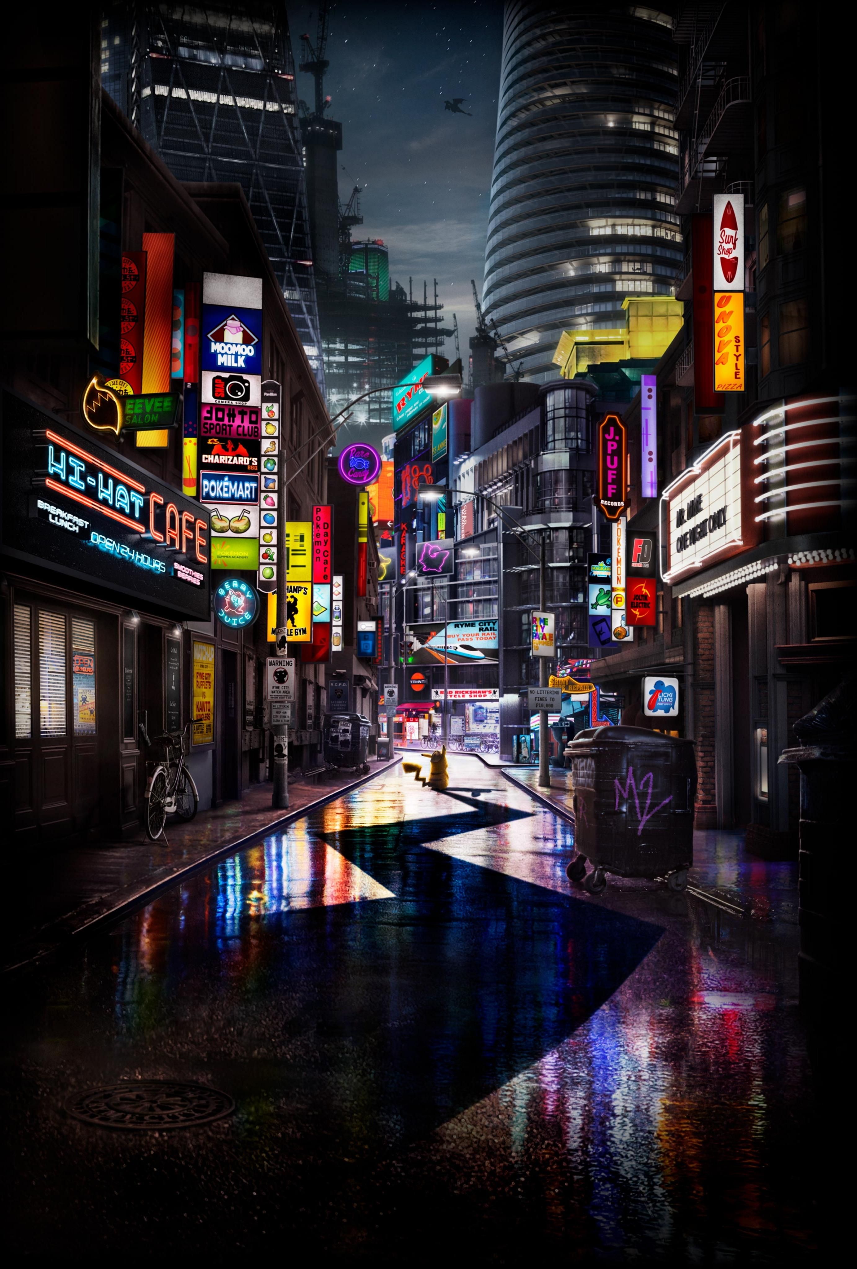 Detective Pikachu Textless Poster X Cityscapes