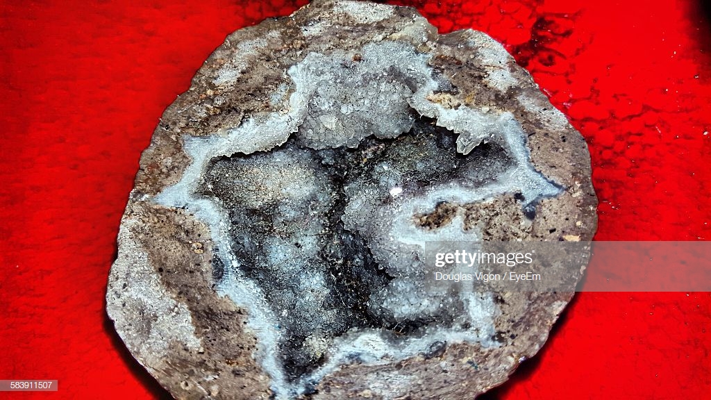 Closeup Of Geode Against Colored Background Stock Photo Getty Image