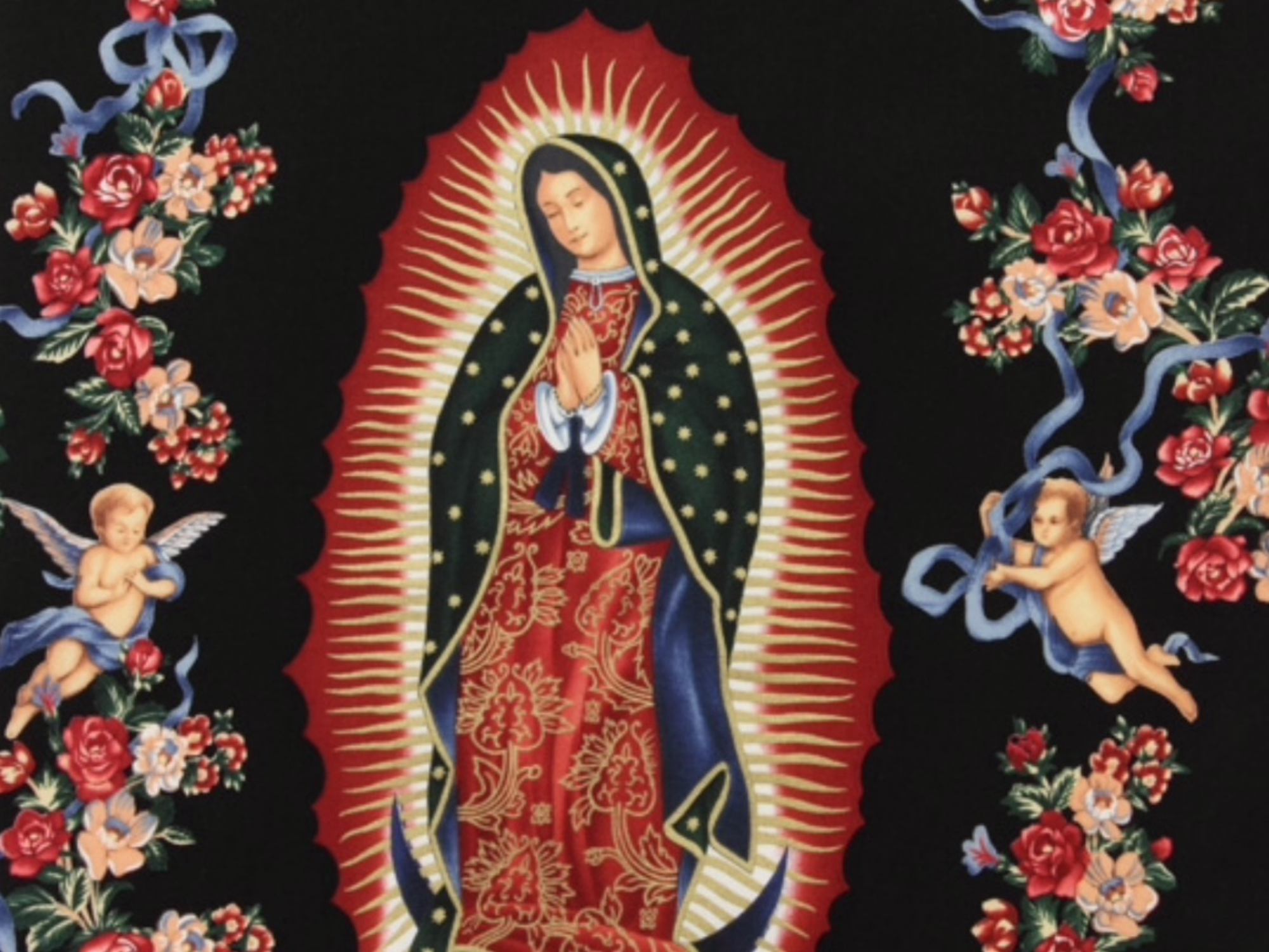 Our Lady Of Guadalupe Virgin Mary Large Scale Black Background