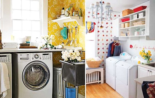 Colorful Wallpaper Designs For A Laundry Room Small Rooms