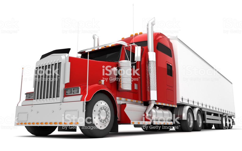 Logistics Concept American Red Freightliner Cargo Truck With