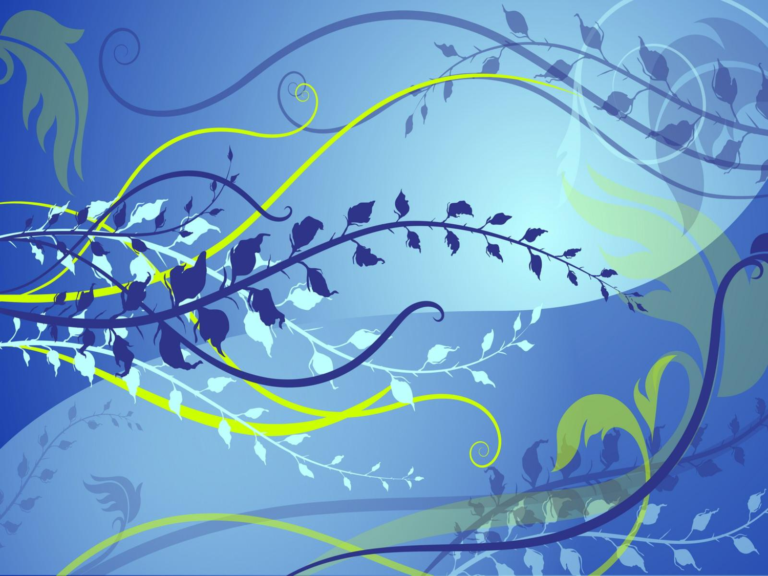 Powerpoint Template Blues Floral Swirls Background
