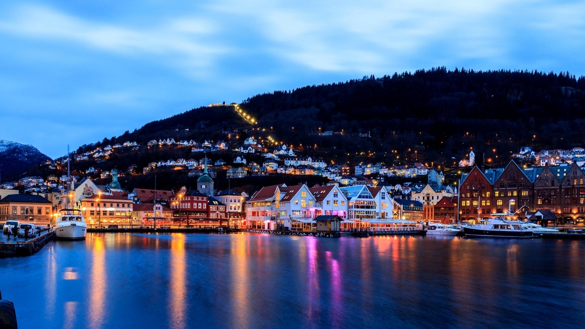 Nature Landscape Evening Lights House Town Clouds Norway