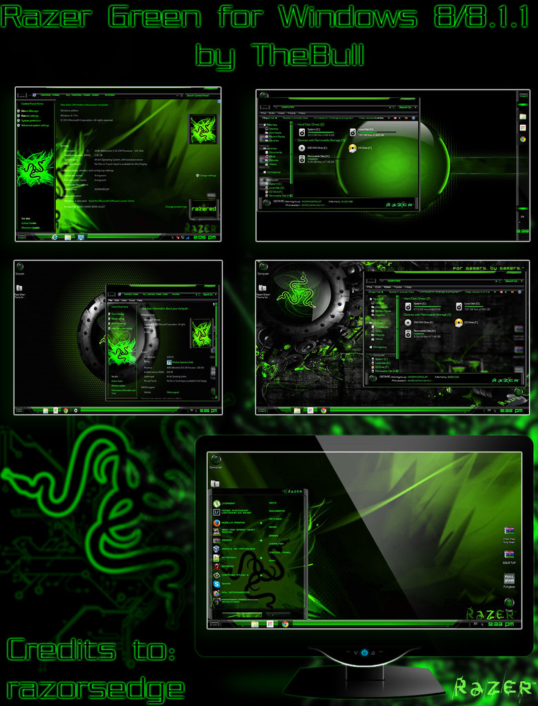 Razer Green theme for Win881 SkinPack   Customize Your Digital