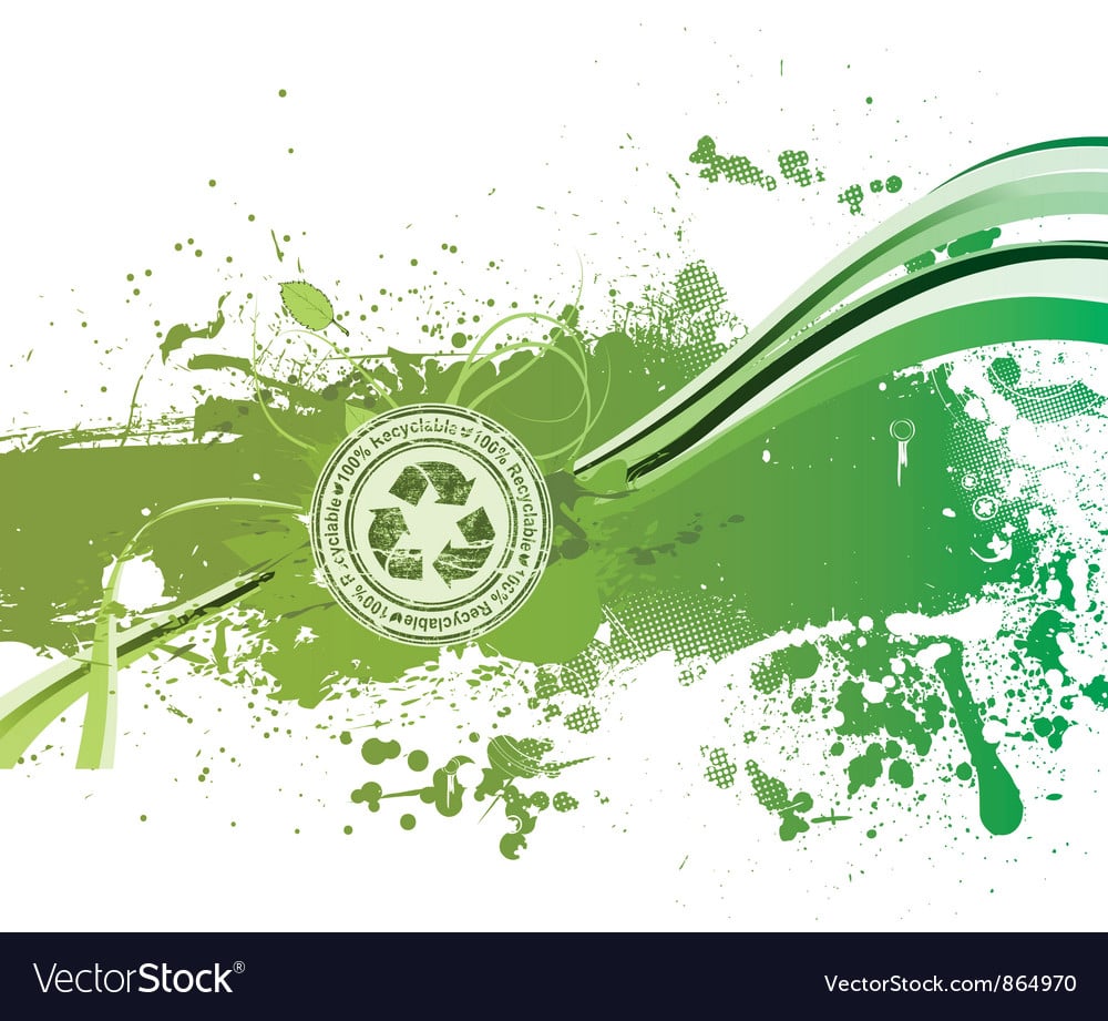 Grunge green background with recycle stamp Vector Image