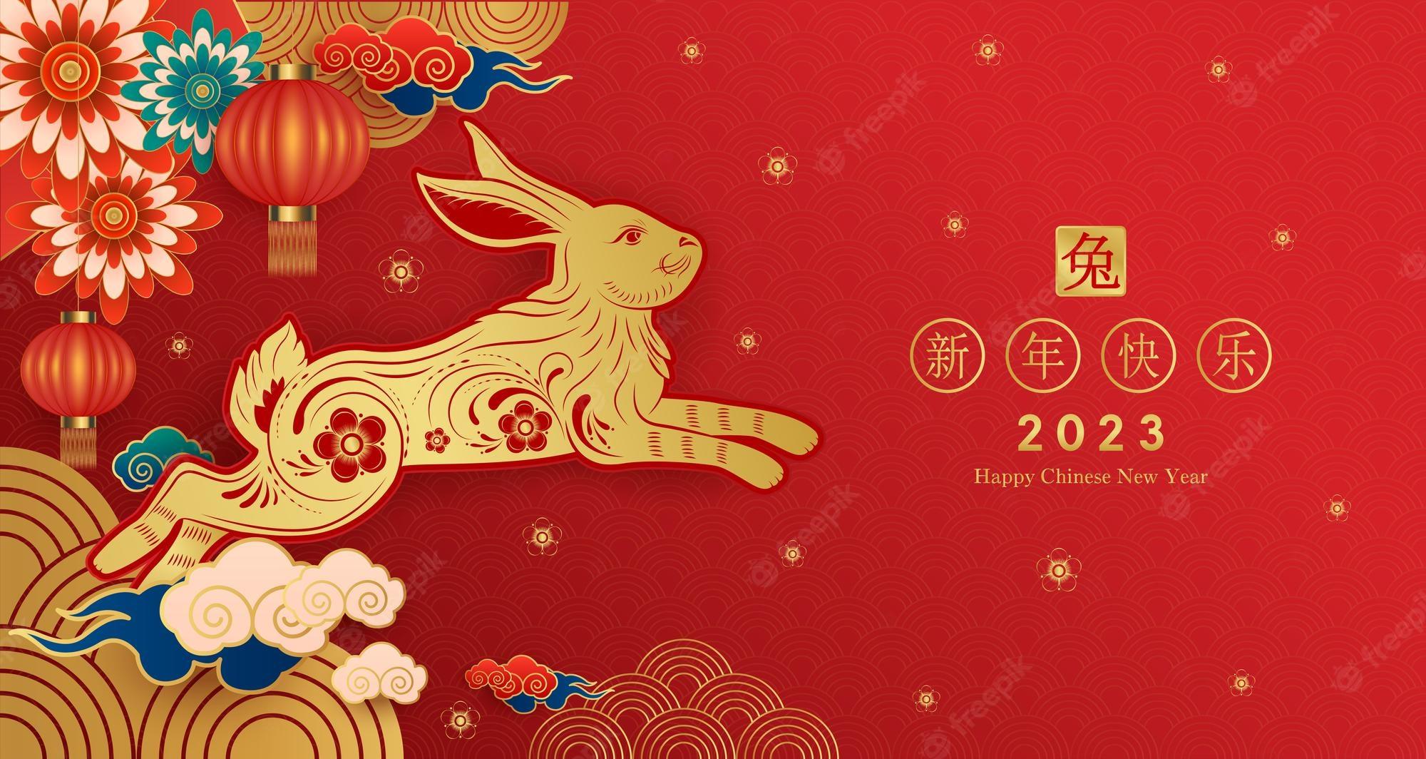 Premium Vector  Happy chinese new year 2023 year of the rabbit zodiac