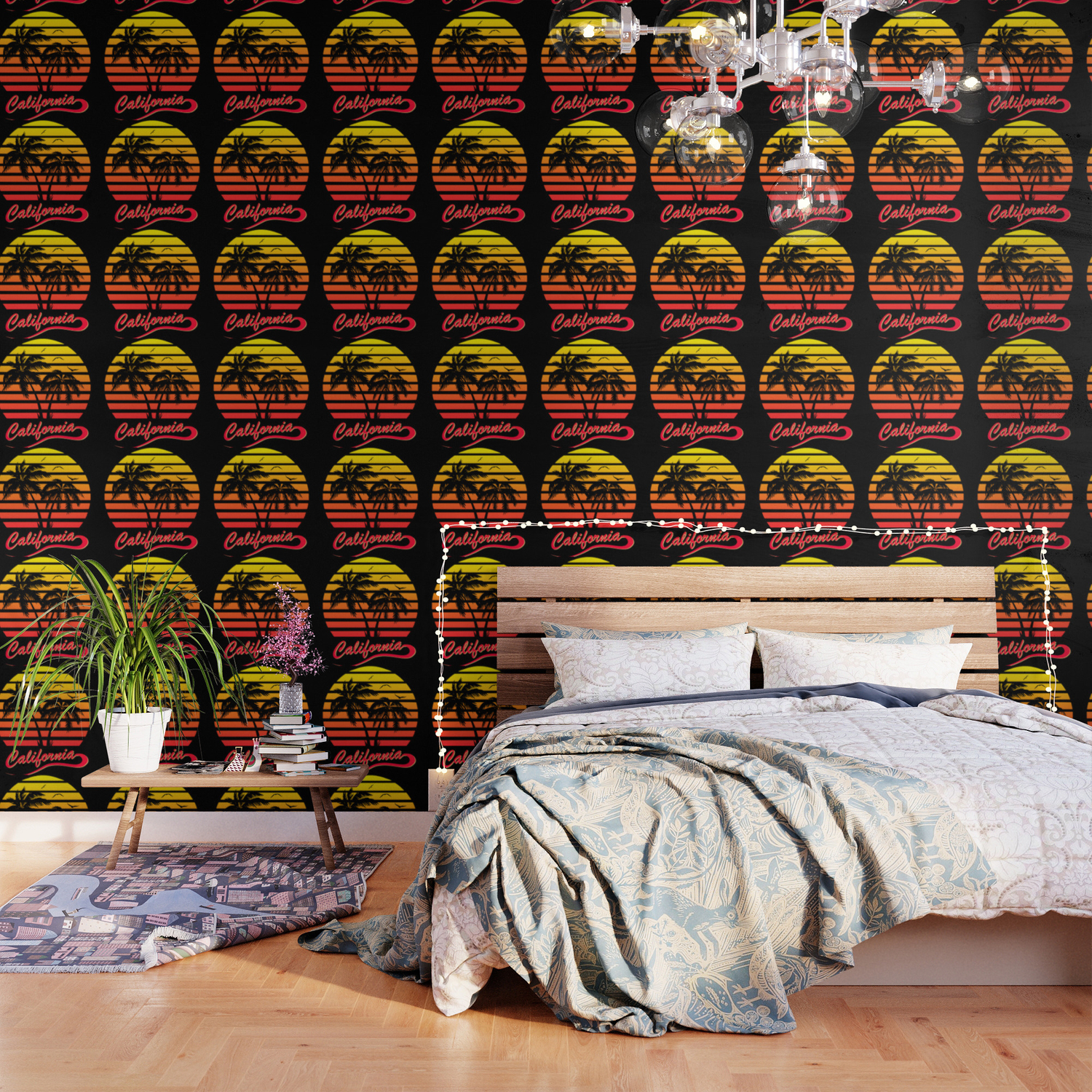 California 80s Tropical Sunset Wallpaper By Jacopaco Society6