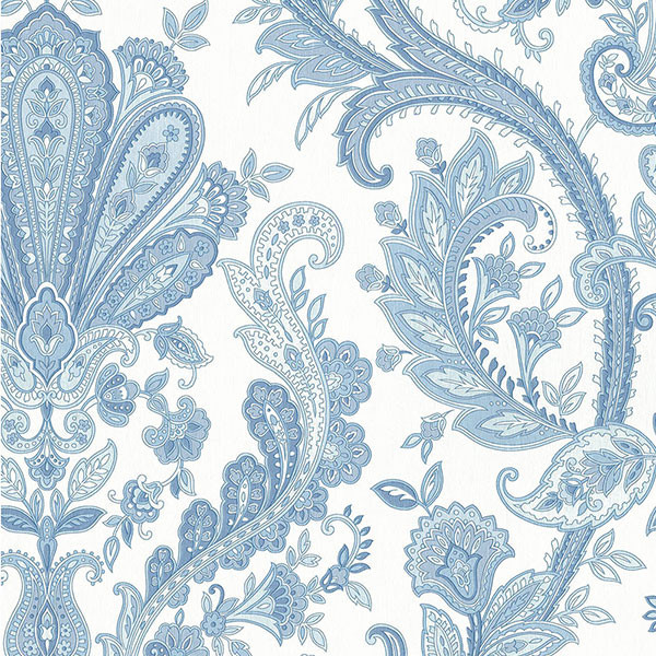 Large Blue And White Paisley Md29431 Traditional Wallpaper By