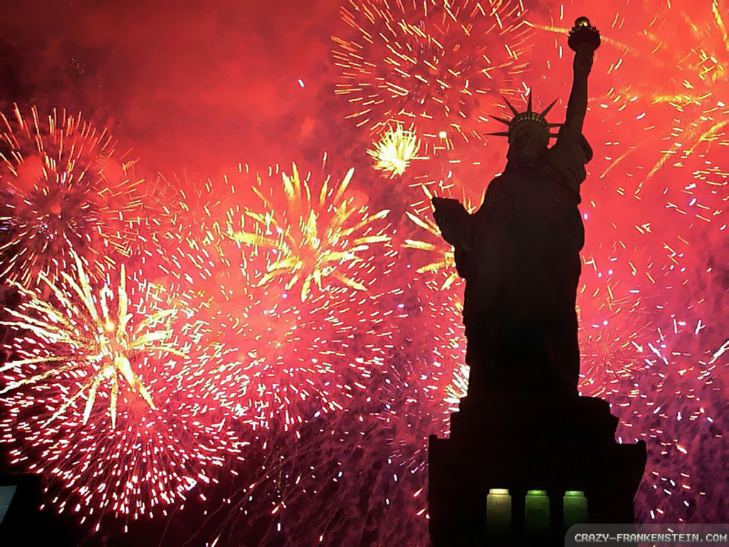 Statue Of Liberty With Fireworks 4th July HD Wallpaper