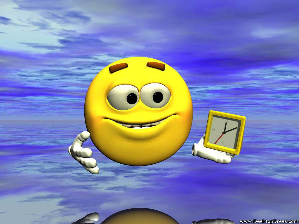 Desktop Wallpaper 3d Background Smiley Clock