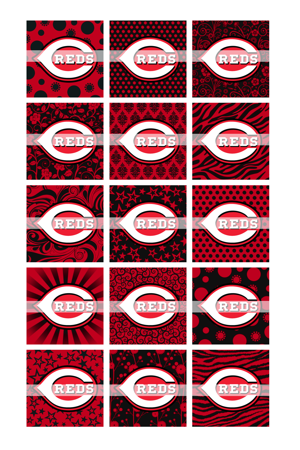 Cincinnati Reds 1 Inch Square Graphics   Item No010   1200x1800