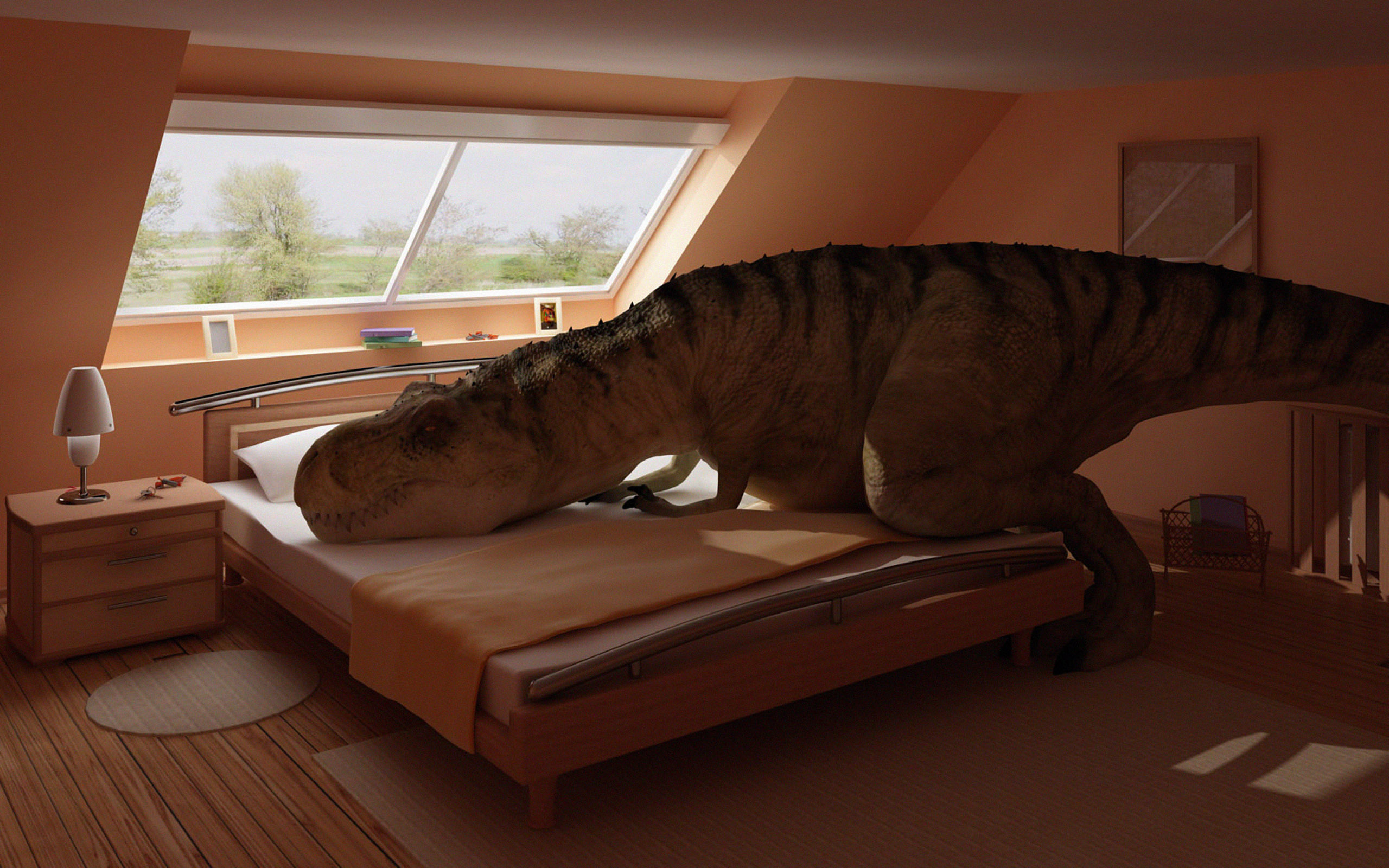 Wallpaper Tyrannosaurus T Rex Bed Room Window Dinosaur Desktop