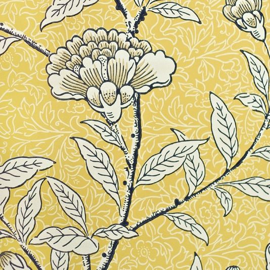 Chinese Peony Floral Wallpaper Yellow With Print In