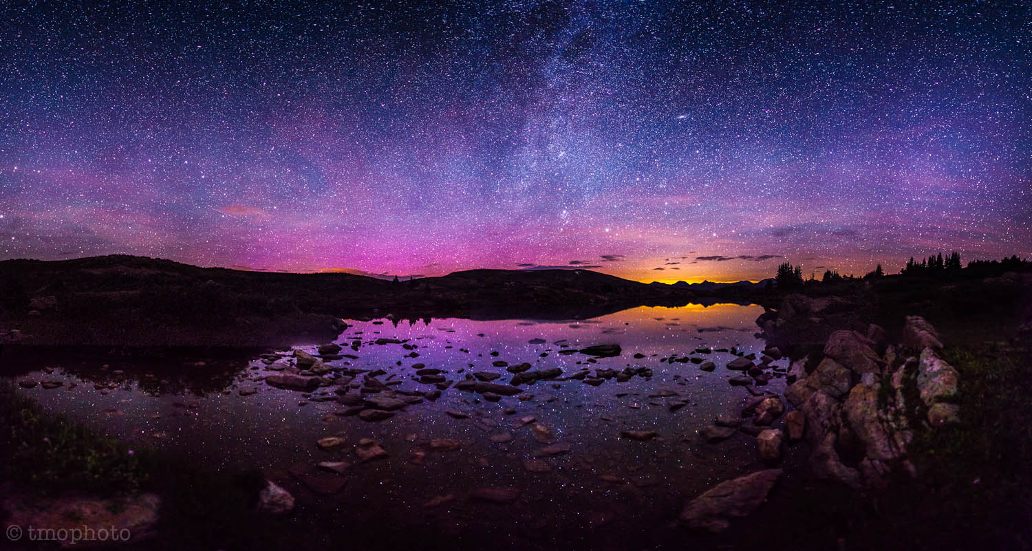 Night Sky Light Show Over Colorado Pond