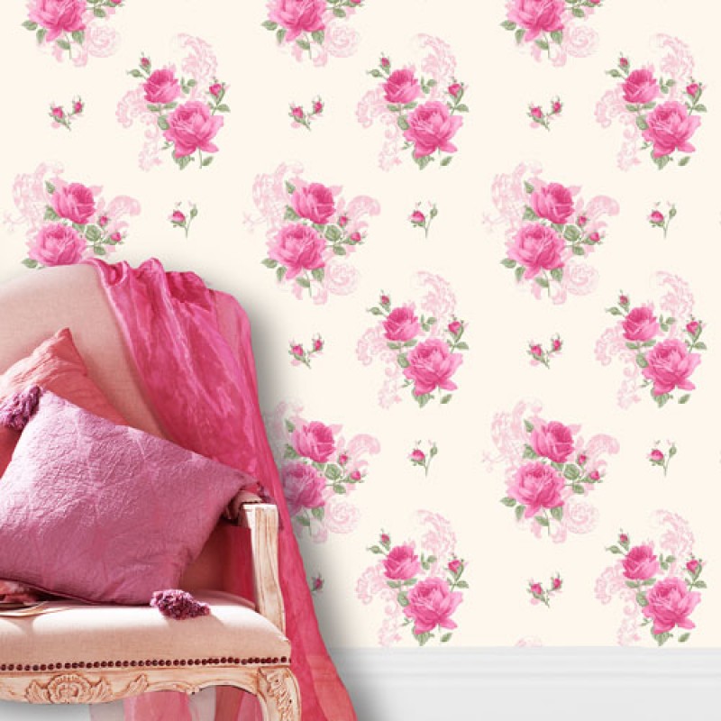 Tea Rose Pink Marshmallow Wallpaper By Crown M0752