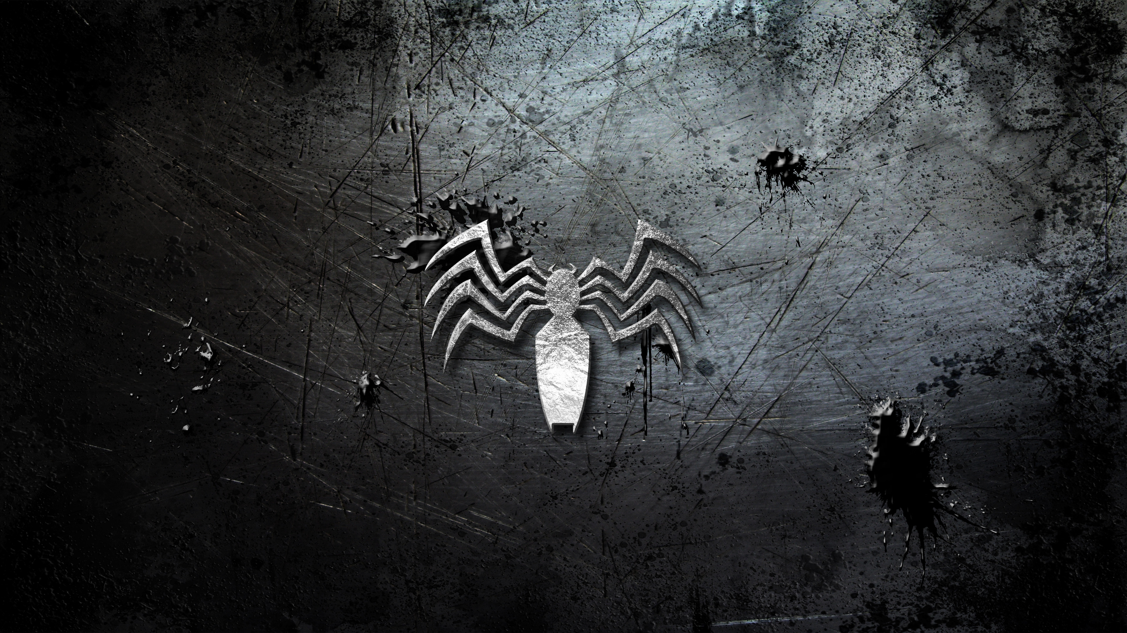 A dark, grunge-style Venom symbol wallpaper
