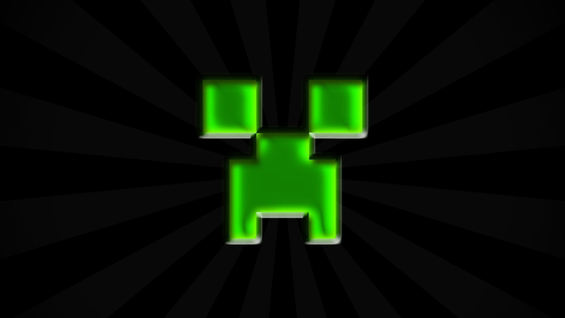 Humorous depiction of a Minecraft Creeper face against a dark background with radiating lines