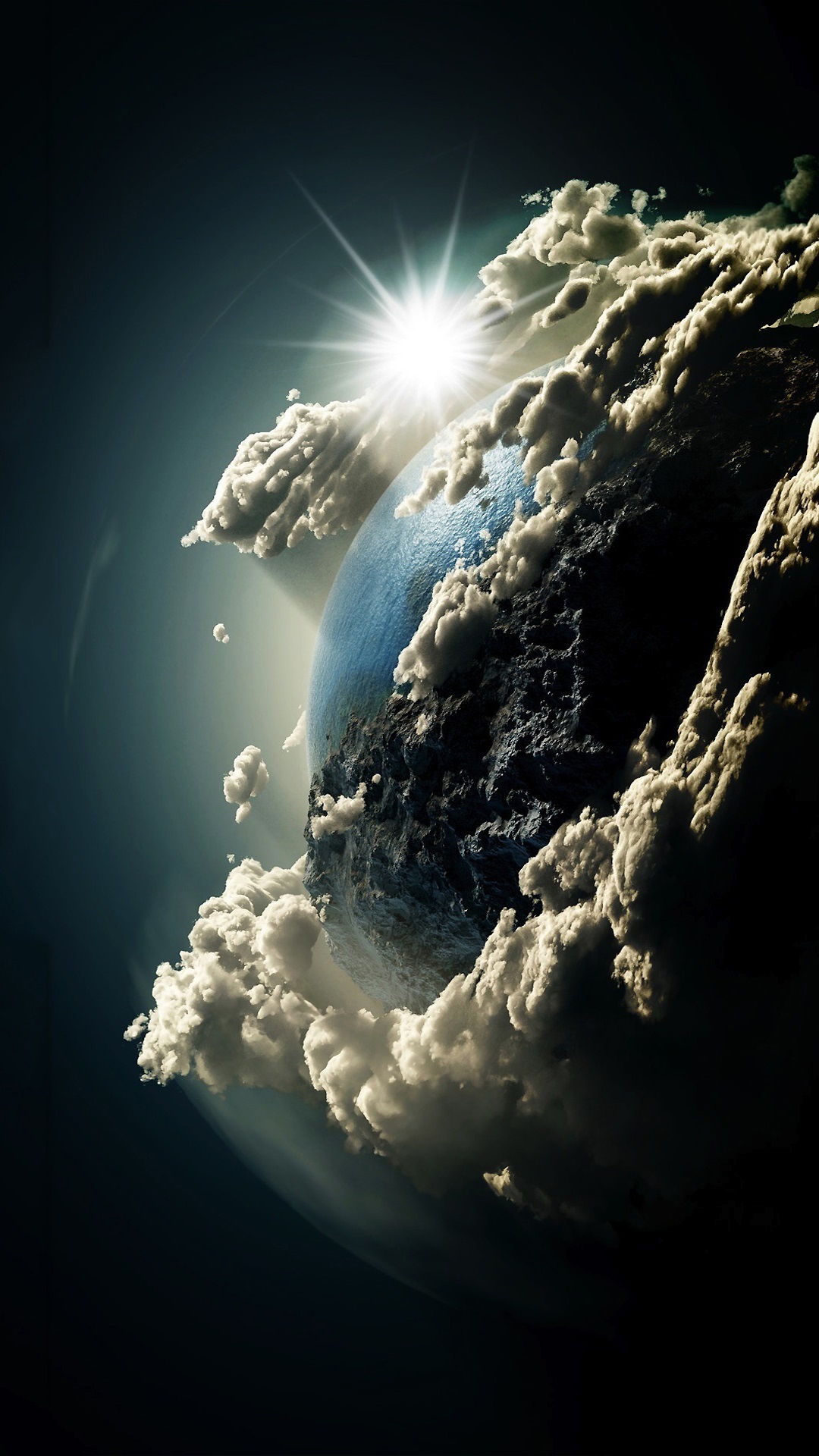 Earth Clouds Sun Universe iPhone X 3gs Wallpaper