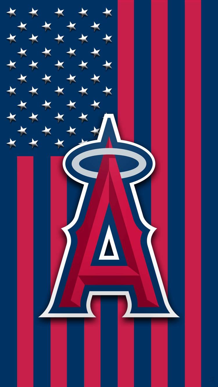 Los Angeles Angels Logo On Us Flag Wallpaper