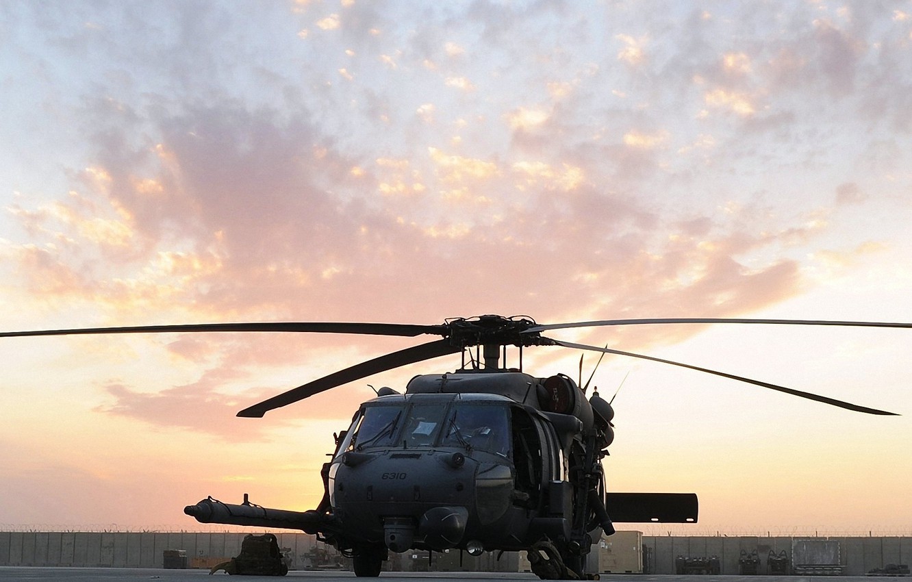 Wallpaper The Sky Sunset Helicopter Blades Sh Pave Hawk