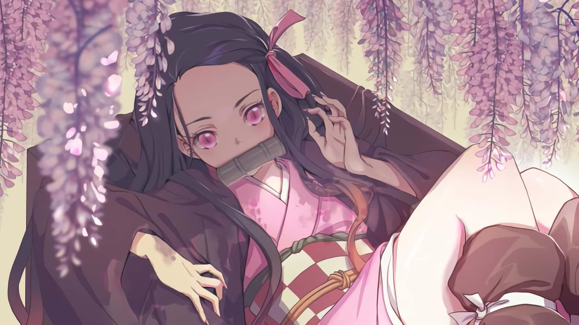 Download Experience the Anime World with Nezuko Desktop Wallpaper