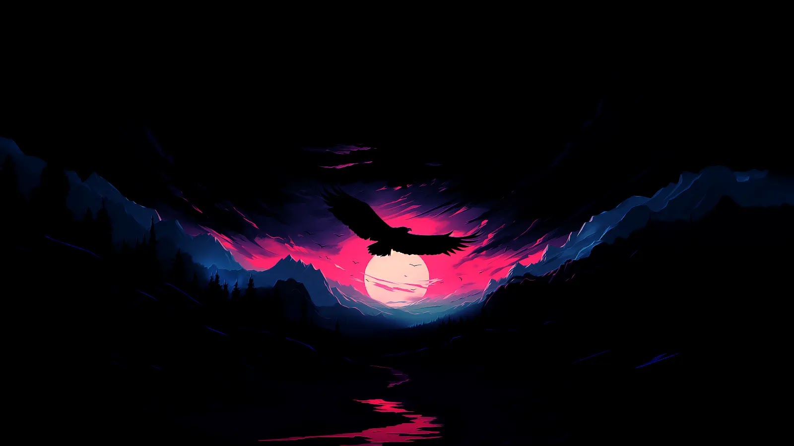 4k Black Pc Wallpaper Eagle Sunset Dark Theme Heroscreen