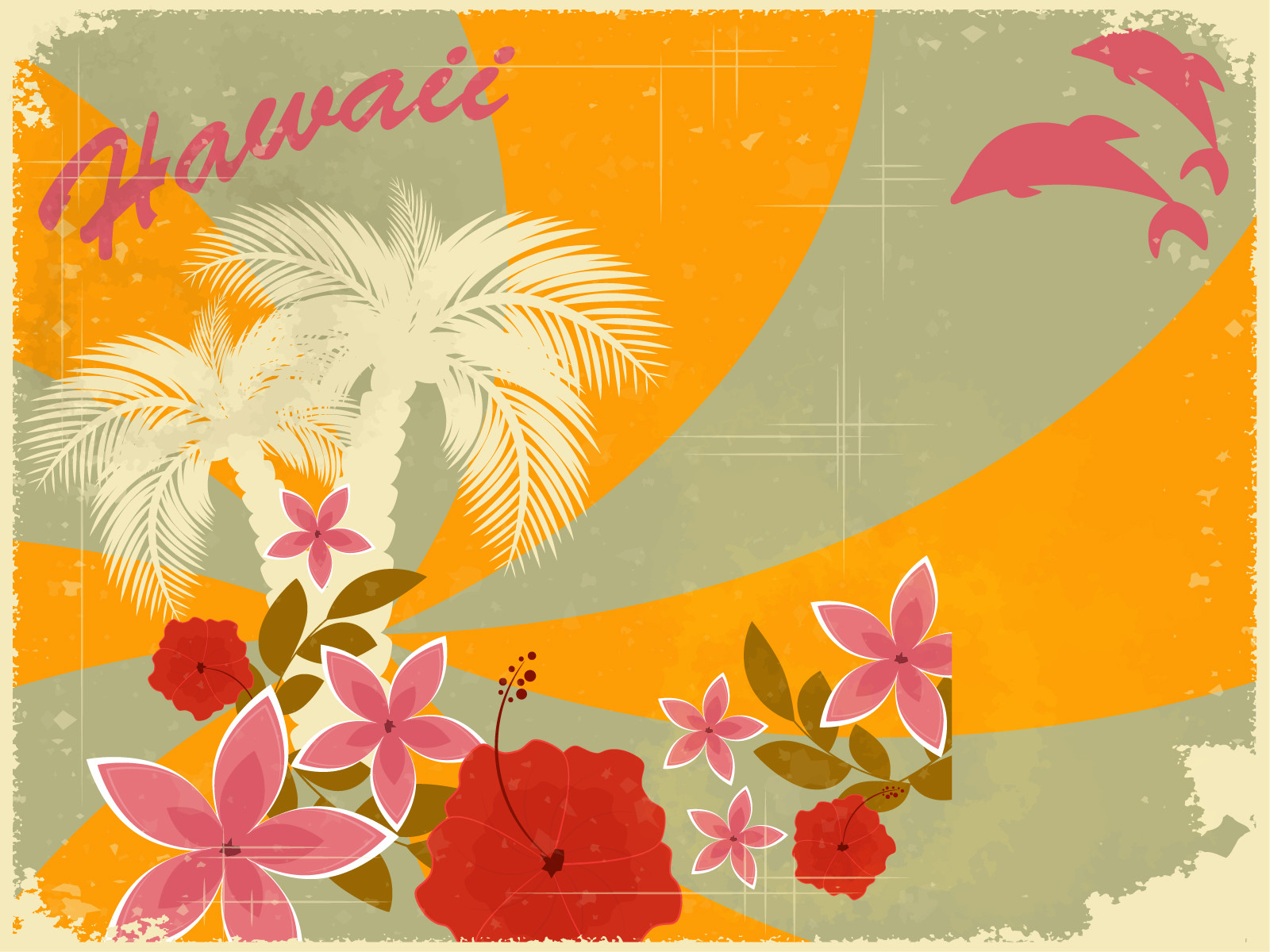 Hawaiian Retro Holiday Ppt Background Design