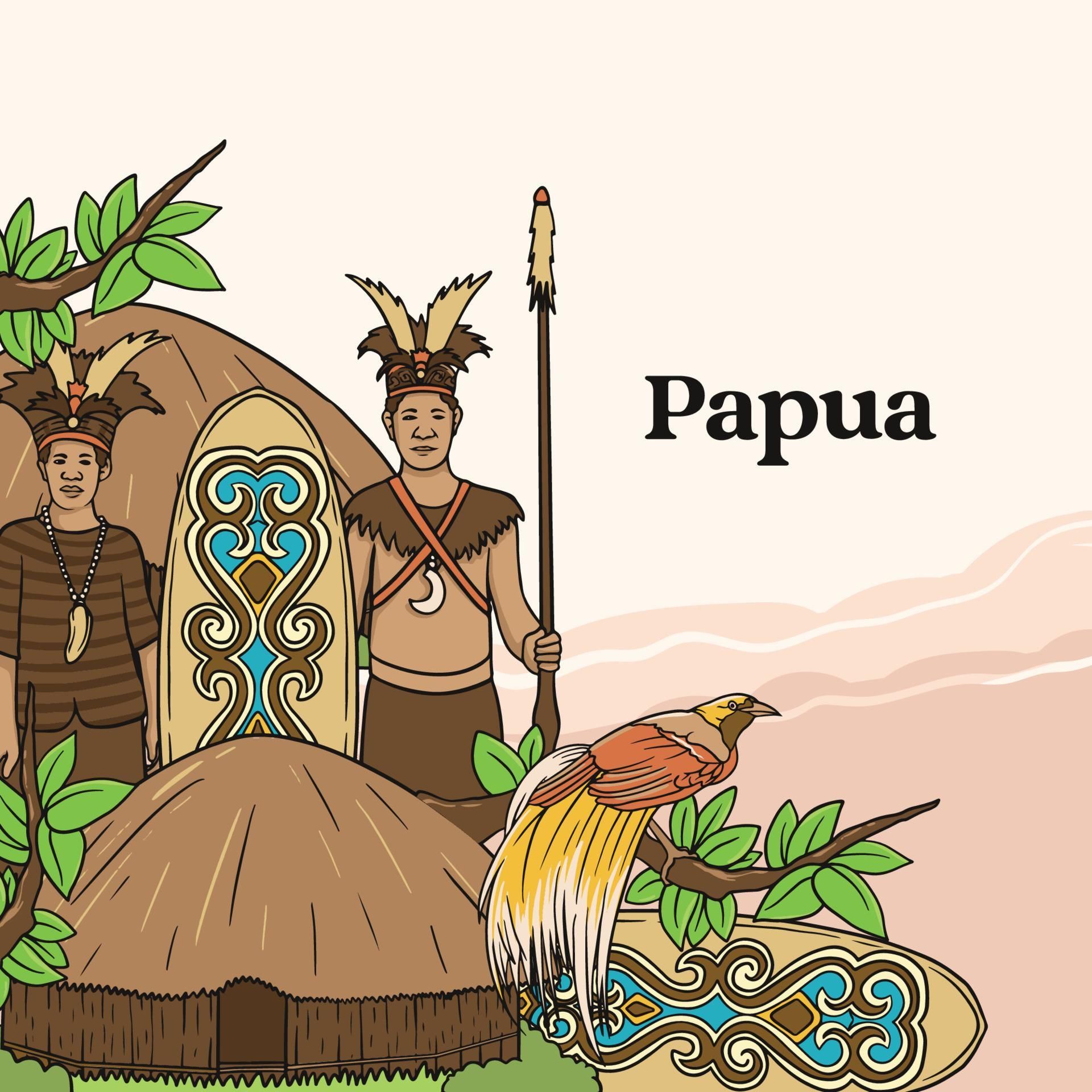 Set Papua Illustration Hand Drawn Indonesian Cultures Background Artofit Wallpaper