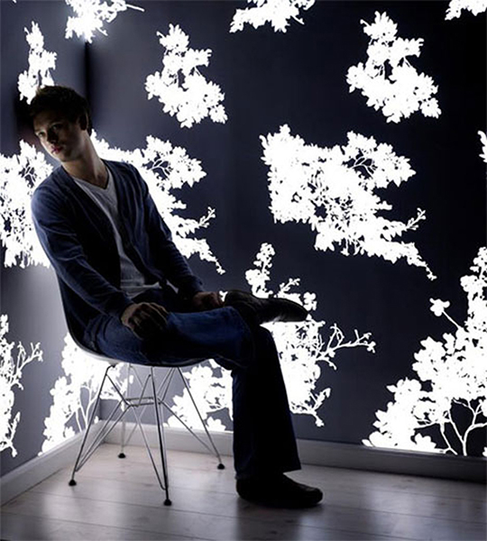Jonas Samson In Front Of His Light Emitting Wallpaper