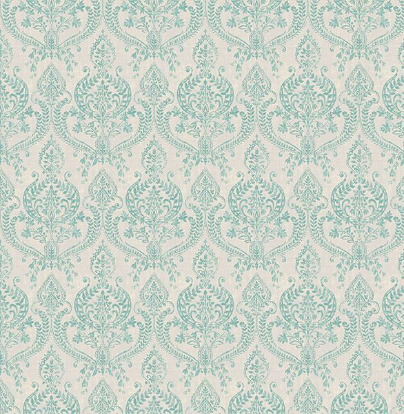 Show Details For Waverly Turquoise Petite Damask