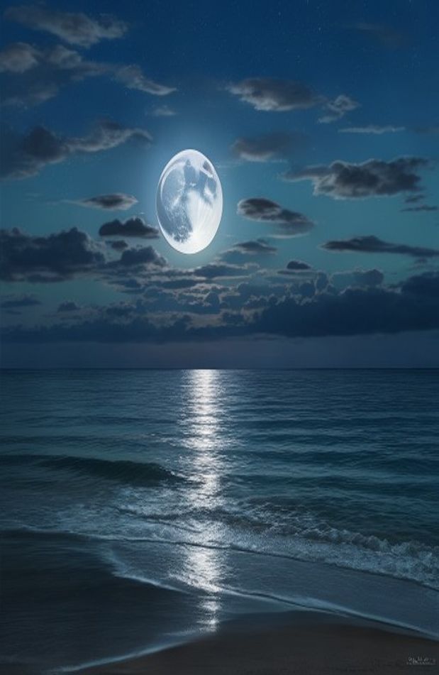 Moon Over Ocean Wallpaper