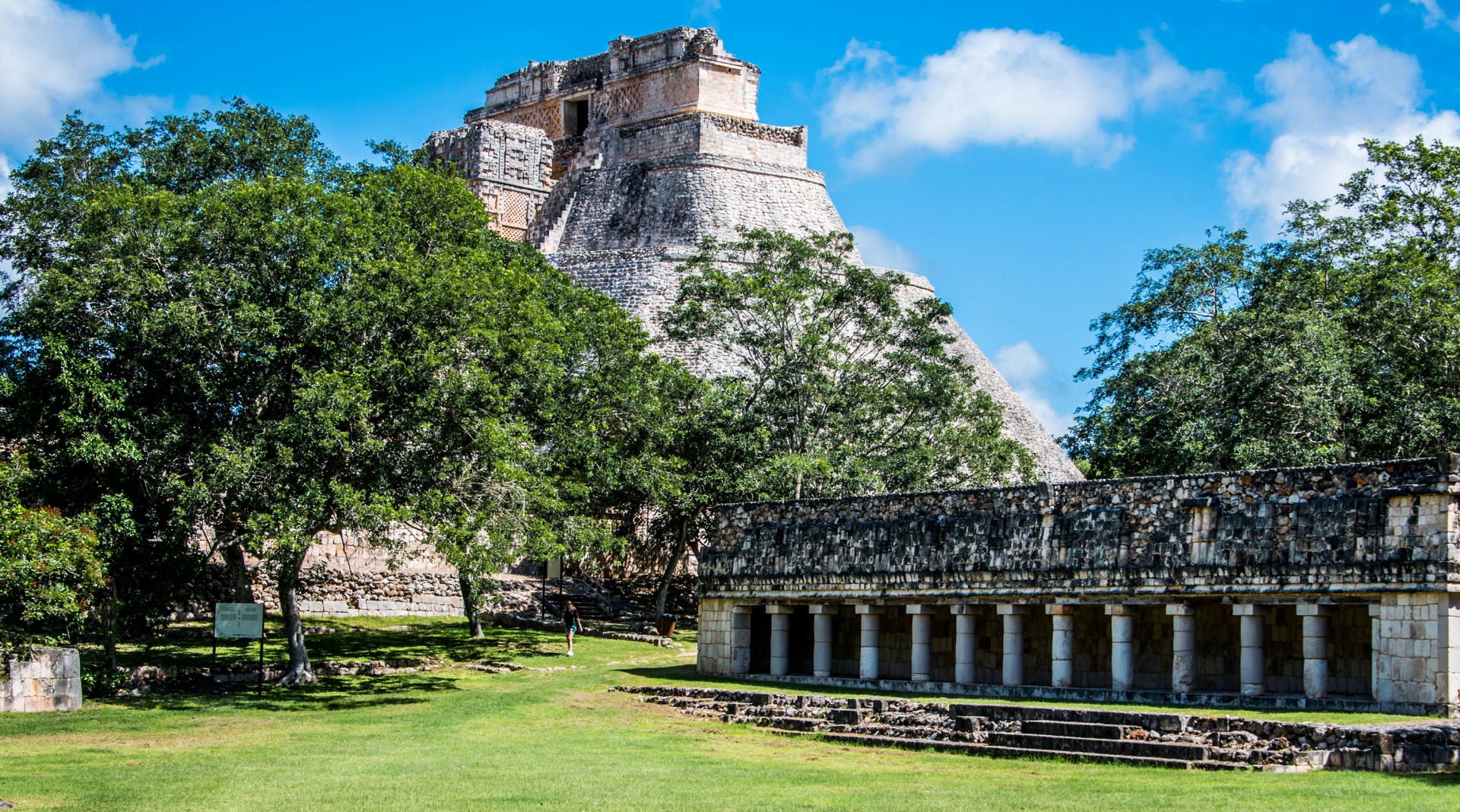 Wallpaper Mexico Uxmal Column Building Pyramid Trees