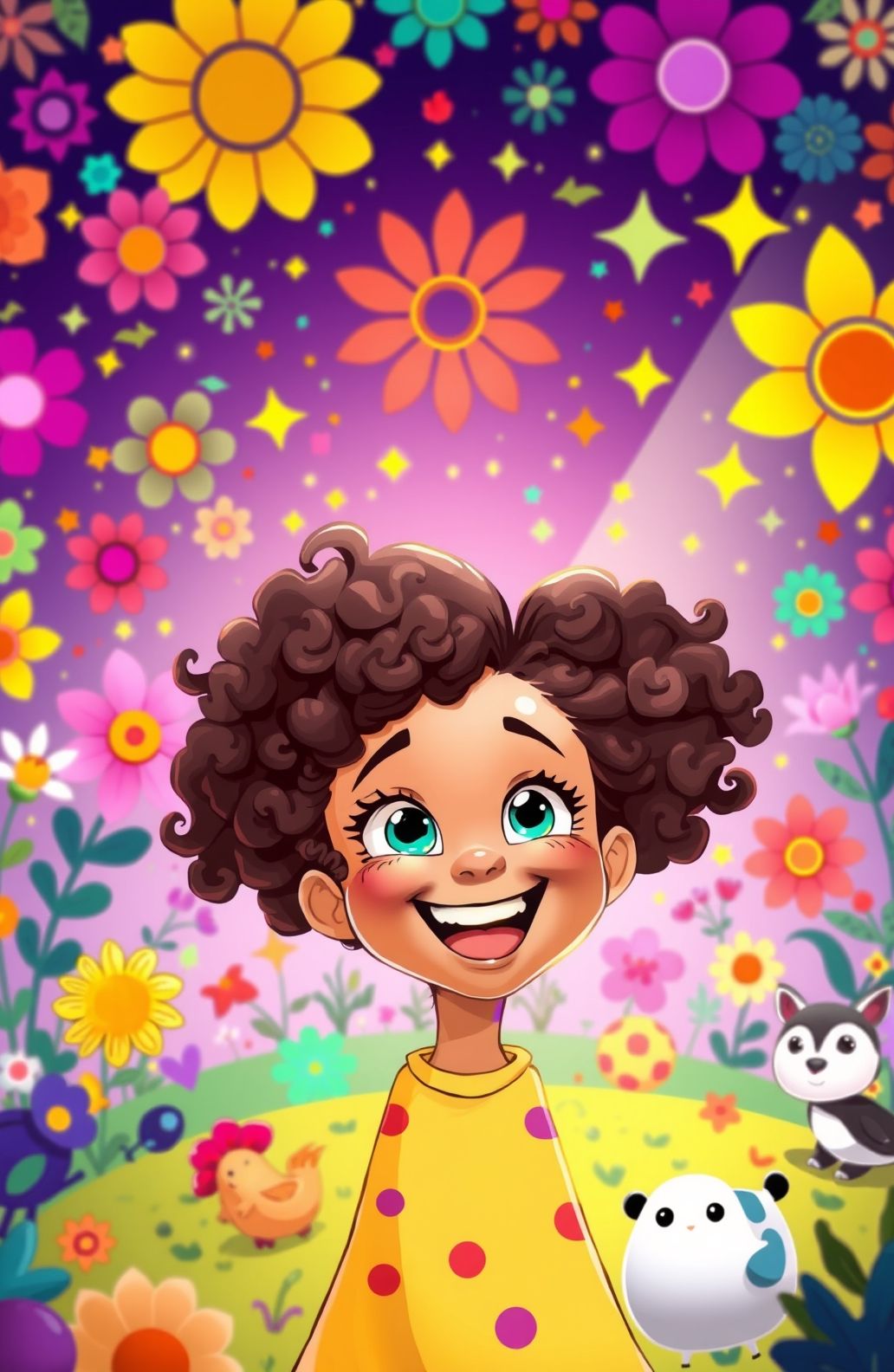Curly Girl Cartoon Wallpaper