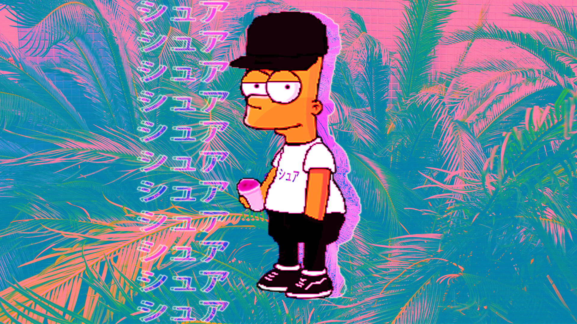 Vaporwave Bart Simpson Wallpaper VaporwaveArt