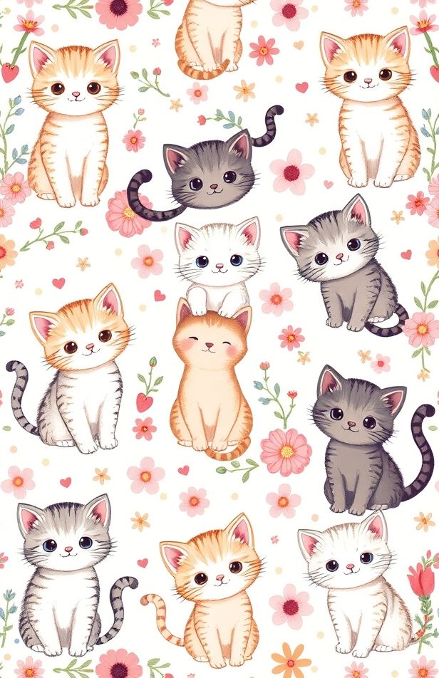 Cute Cat Drawings Wallpaper