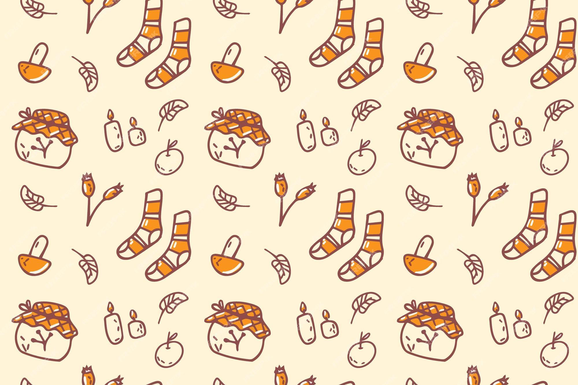 Premium Vector Autumn Doodle Is A Seamless Pattern On White