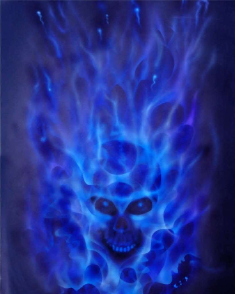 Blue Flaming Skull Graphics Code Ments