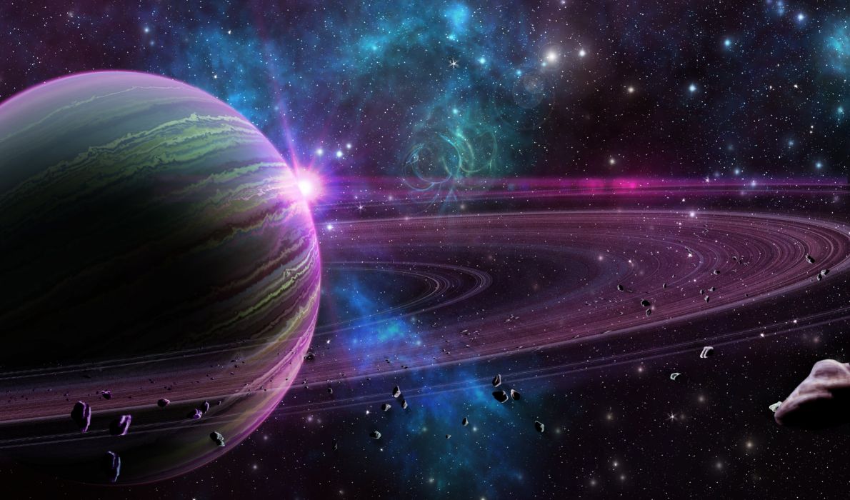 Saturno Aros Estrellas Espacio Naturaleza Wallpaper