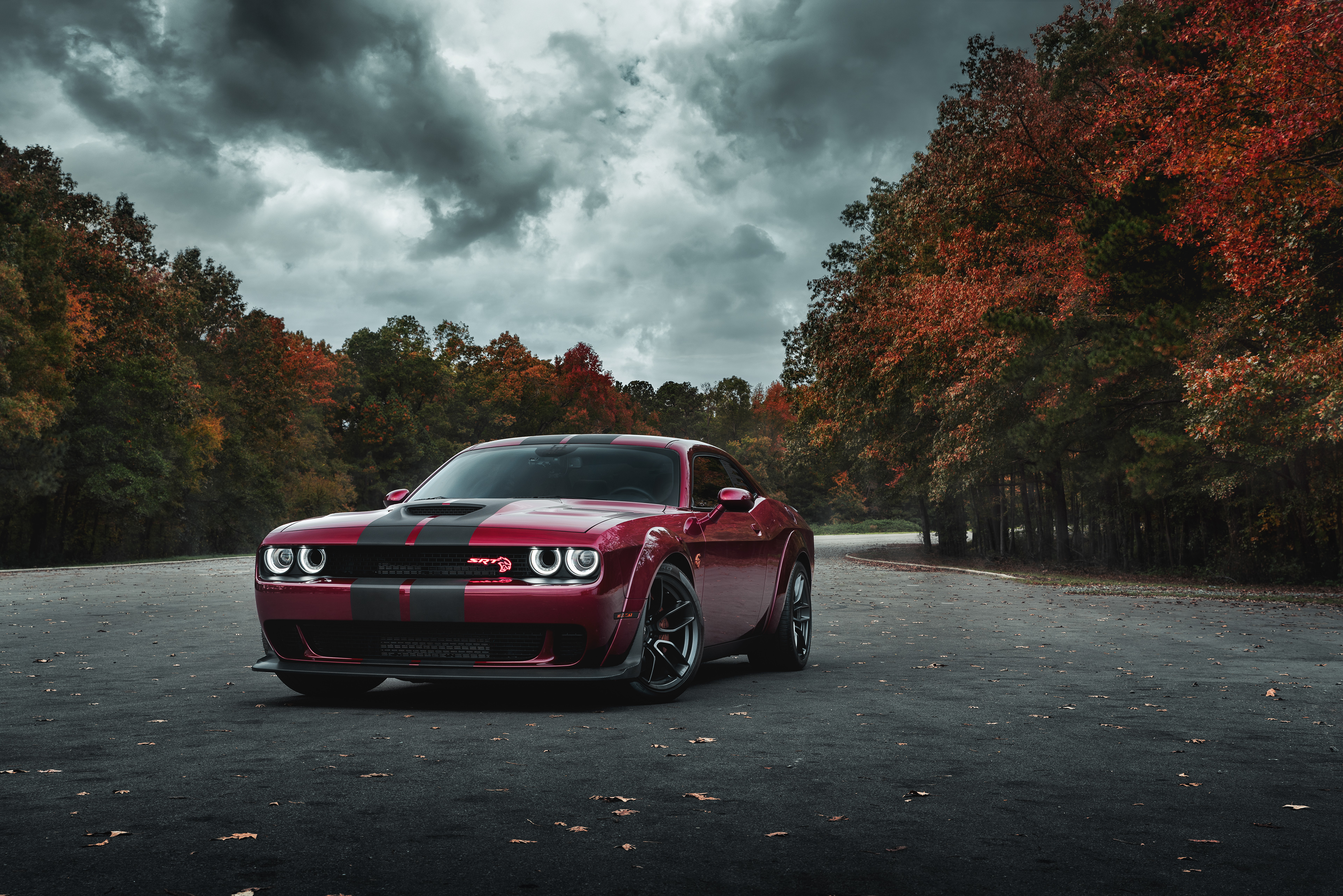 Dodge Challenger Srt Hellcat Widebody Front Look 4k HD Wallpaper