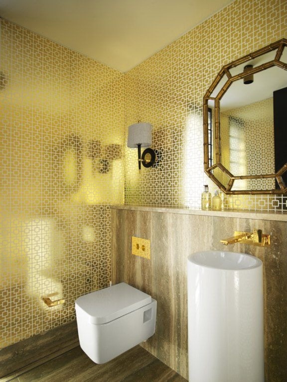 Free download Art Deco Powder Room with interior wallpaper ADM Bathroom