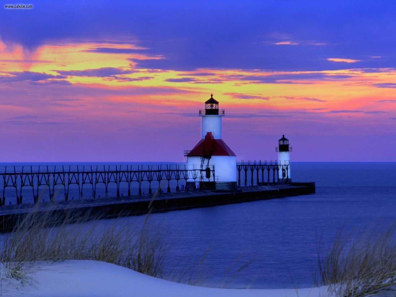  Twilight St Joseph Lighthouse Michigan desktop wallpaper nr