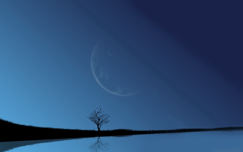 Blue Sky Full Moon Two Moons Space HD Desktop Wallpaper
