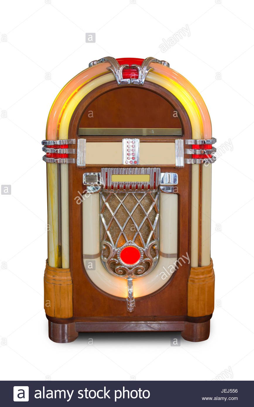 Real Vintage Jukebox Retro Music Player Isolated On White