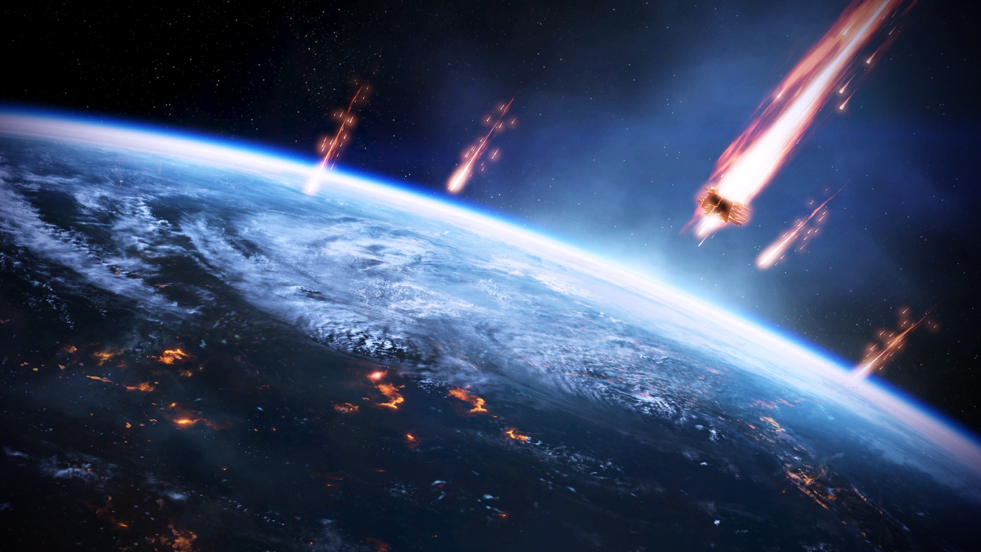 Meteors Space Earth Mass Effect Wallpaper HD Desktop And